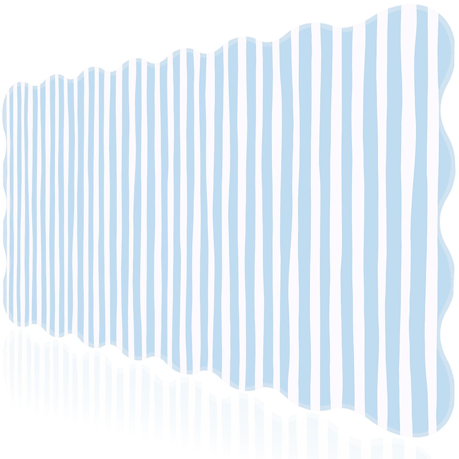 L-SPOUTTO Blue Striped Mouse Pad,Scalloped Desk Mat XXL Large Geometric Gaming Mousepad,35.4x15.7in