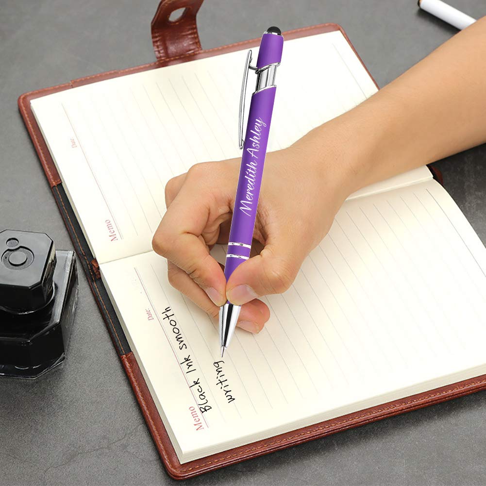 Aolun Personalised Pen,Custom Engraved Ballpoint Pen with Stylus,Soft Touch Metal,Enter Name,Logo