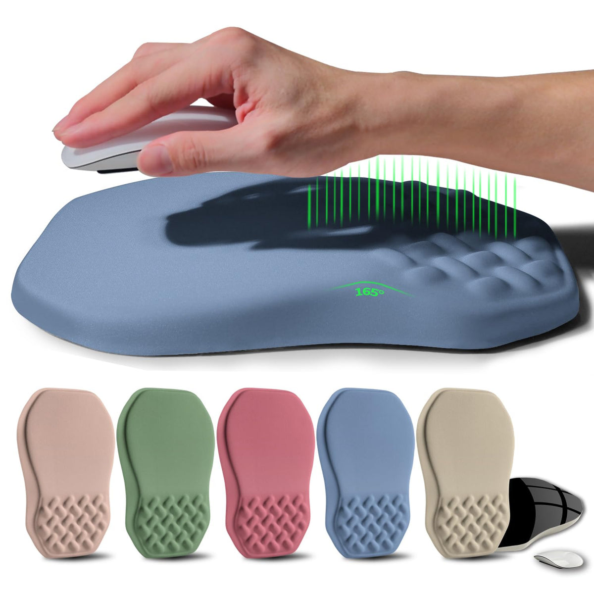 Gleamtide Ergonomic Raised Mouse Pad Wrist Support with Bilateral Slope Memory Foam Mousepad for
