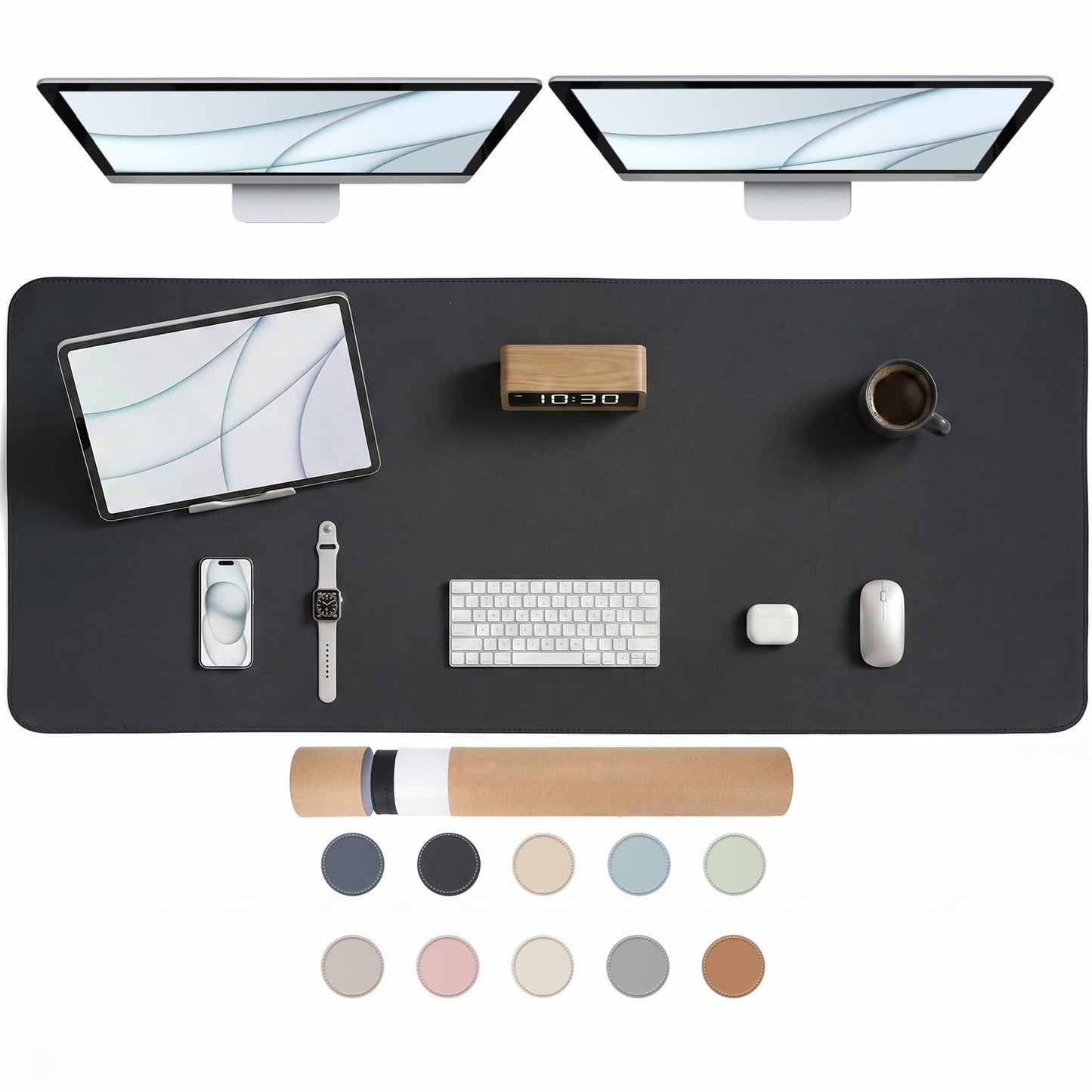 PROMATTOO Large Desk Pad Non-Slip Desk Mat Protector for Keyboard Mouse Waterproof Vegan Leather