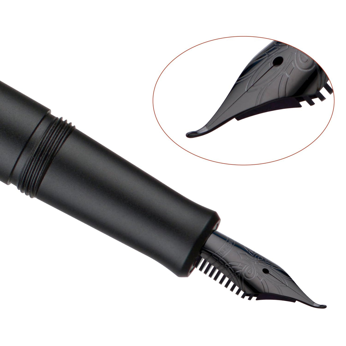 HONG DIAN M2 Mini Fountain Pen with Bent Nib, Sleek Shape Aluminium Short Pocket Travel Pen (Matte