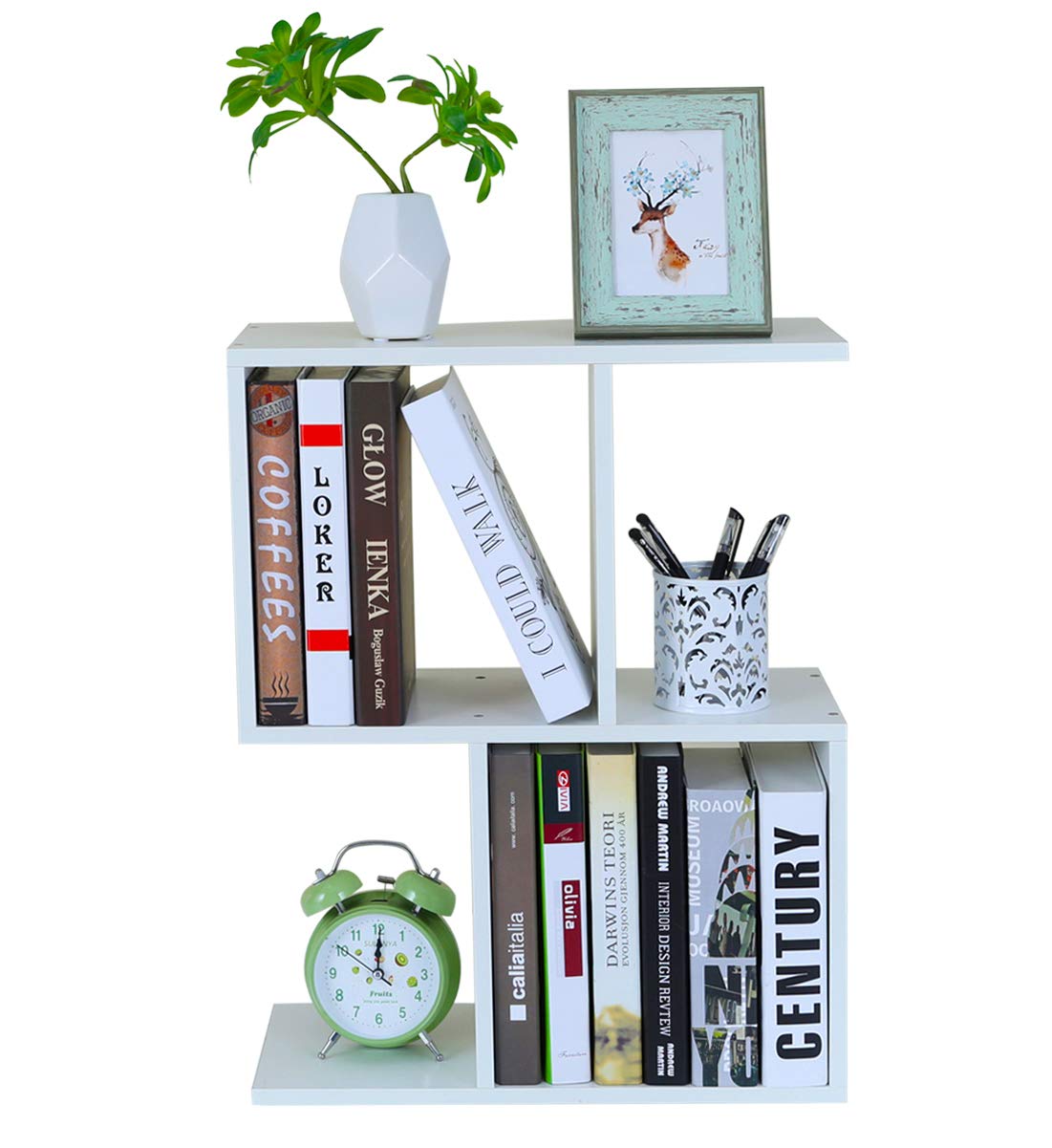 PAG-Mass Desktop Bookshelf Freestanding Wooden Countertop Bookcase Accessories Organizer Display