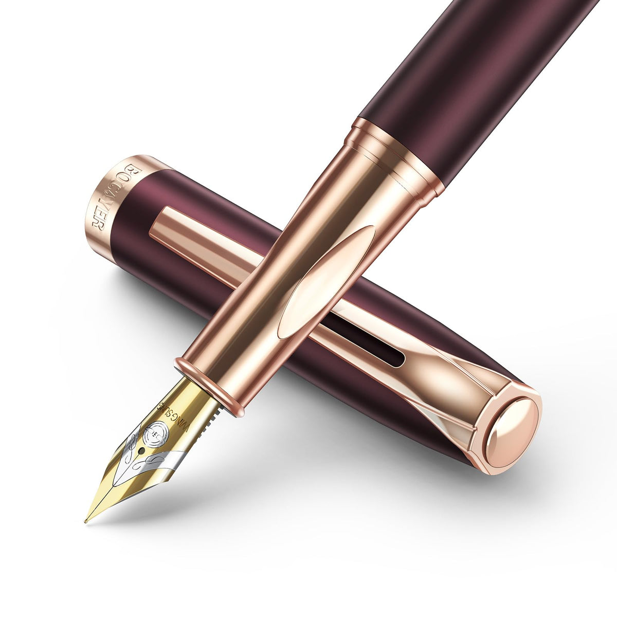 BOCIYER samurai Fountain Pen Set,Hand Polished Medium Nib,Calligraphy Nib(Bent Nib),Includes 8 Ink