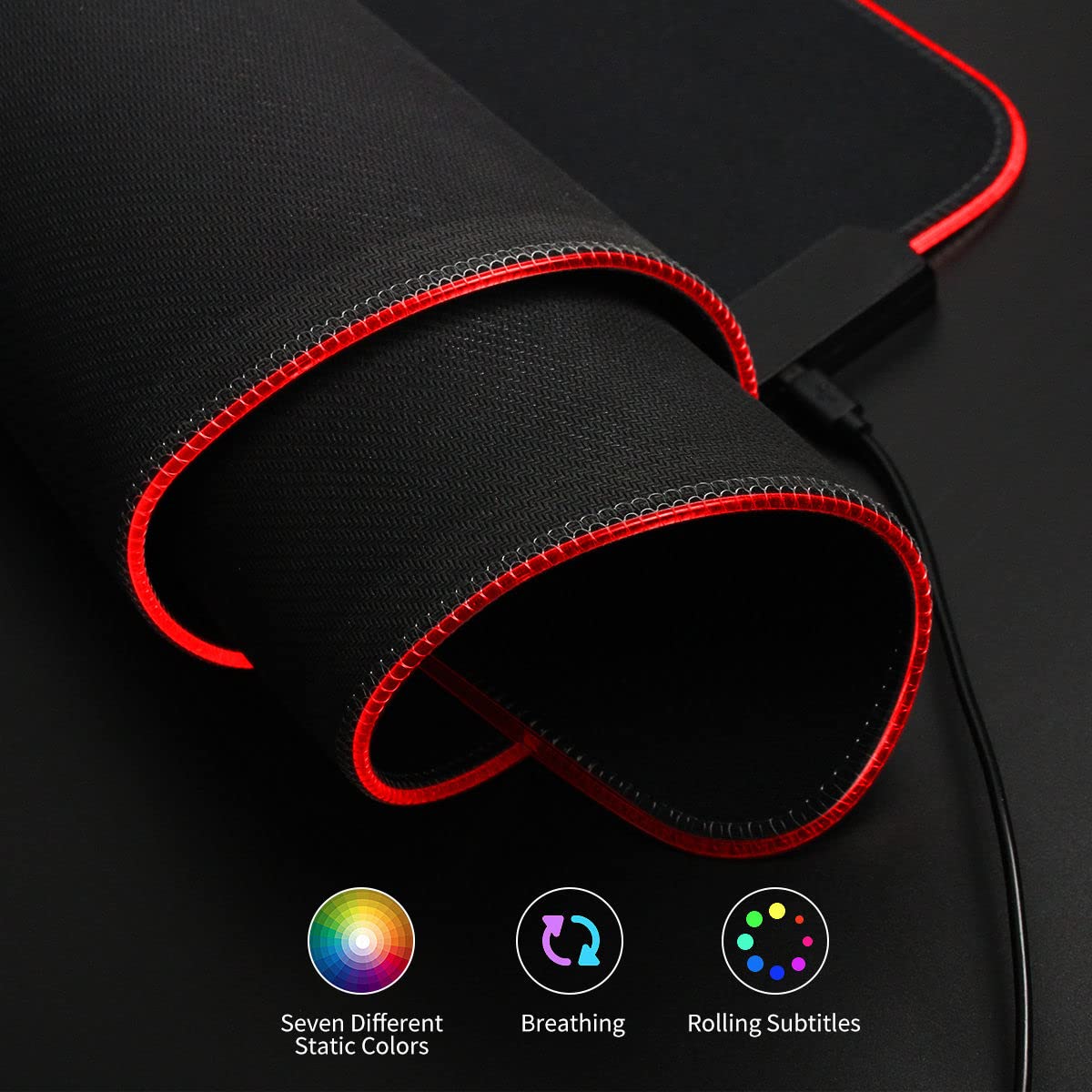 Qisan RGB Large Gaming Mouse Pad with Nonslip Base-31.5 x 11.8 Inch | Soft LED Extended Mousepad