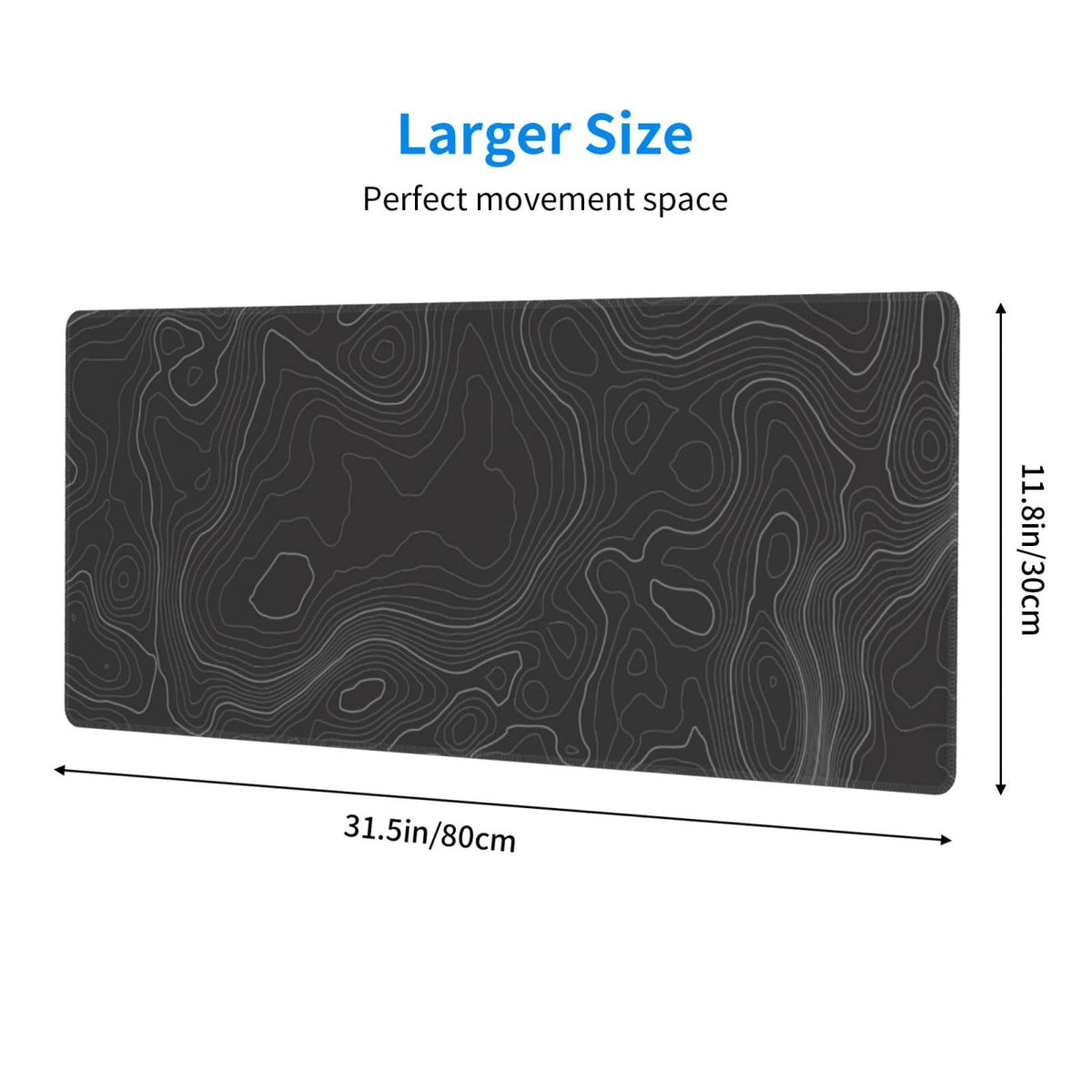 Topographic Contour Extended Big Mouse Pad Large,Gaming Mouse Pad Desk Pad,31.5×11.8 Inch Long