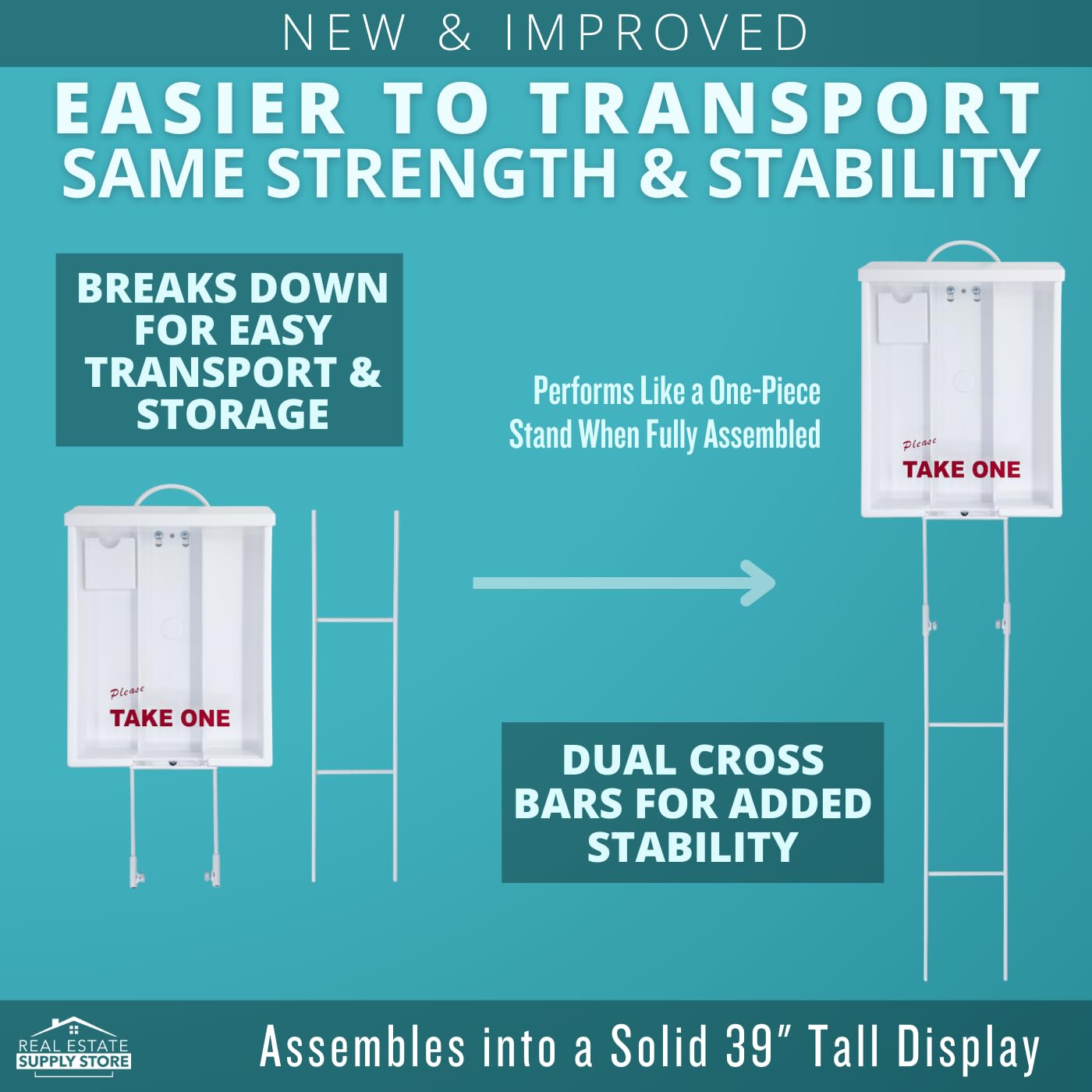 Mediz Outdoor Real Estate Brochure Box, Attached 2 Piece Yard Stake, 250 8.5 x 11 Documents, 60