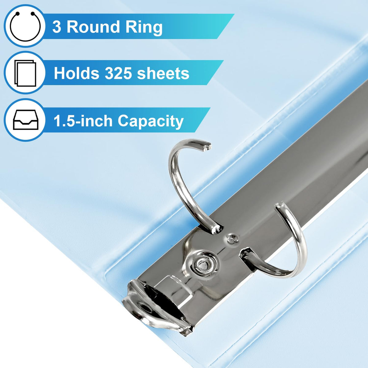 1.5'' 3-Ring-Binder with Pockets, 325 Sheets Capacity, 2 inch Binders fits 11" x 8.5" US Letter