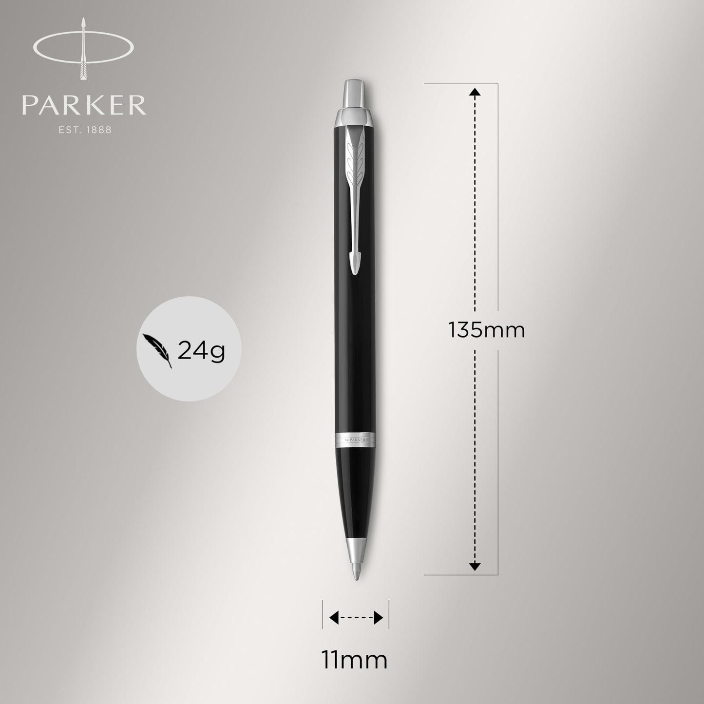 Parker IM Duo Gift Set with Ballpoint Pen & Fountain Pen | Gloss Black with Chrome Trim | Blue Ink