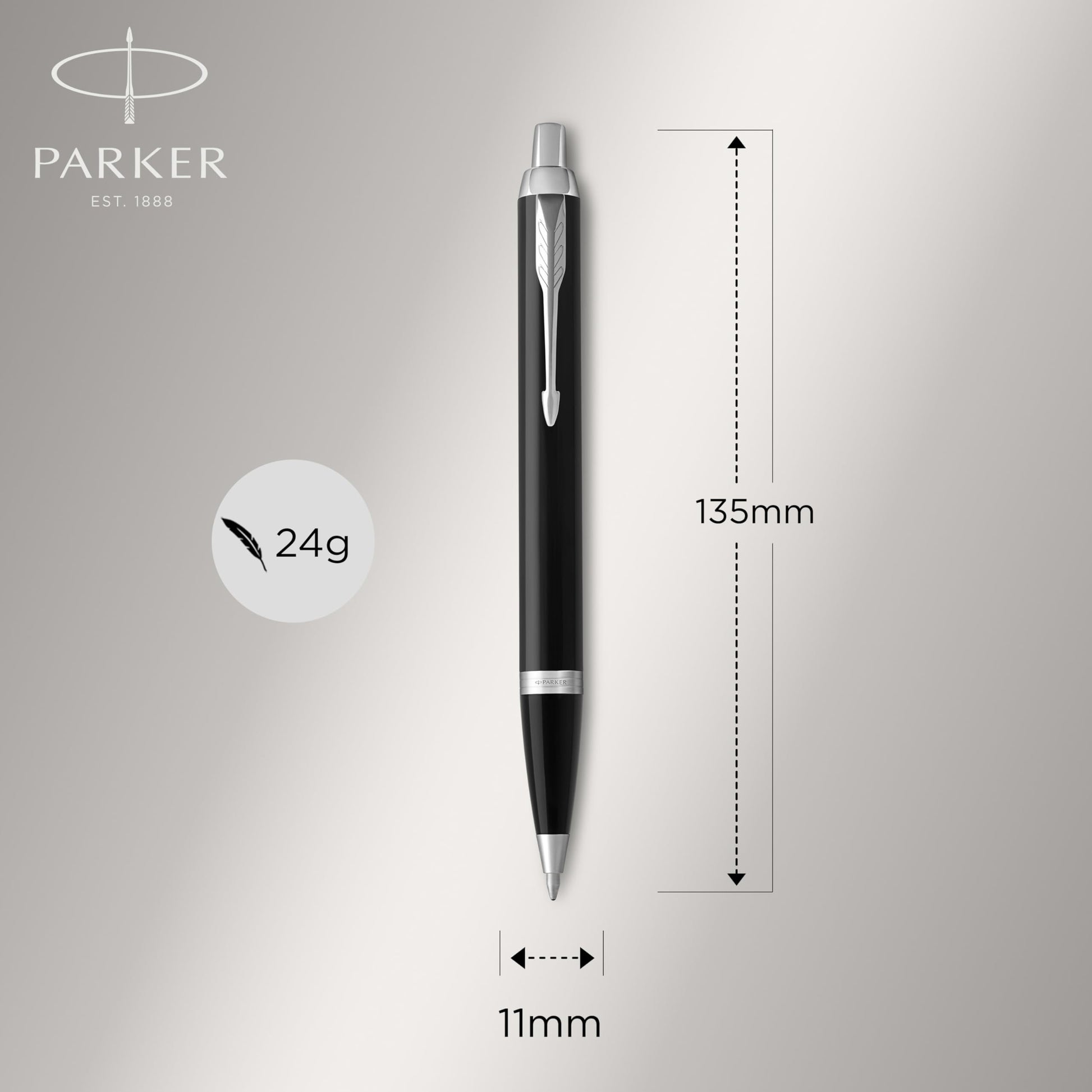 Parker IM Duo Gift Set with Ballpoint Pen & Fountain Pen | Gloss Black with Chrome Trim | Blue Ink