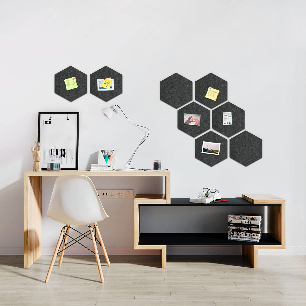 Uoisaiko 8-Pack Hexagon Felt Bulletin Board Tiles, Cork Board Alternative