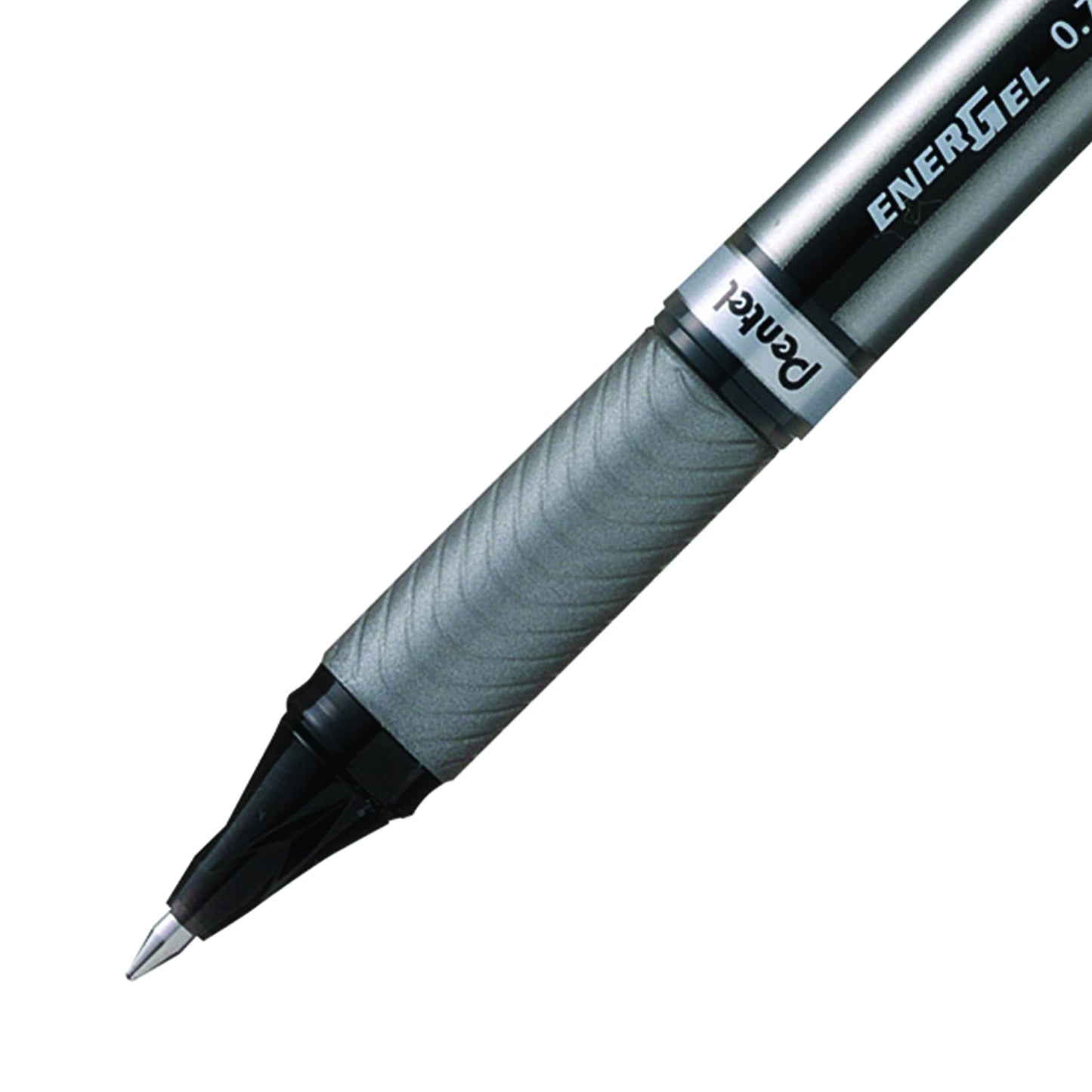 Pentel EnerGel NV Liquid Gel Pen, 0.7mm, Medium Line Capped, Metal Tip, Black Ink Sold as 1