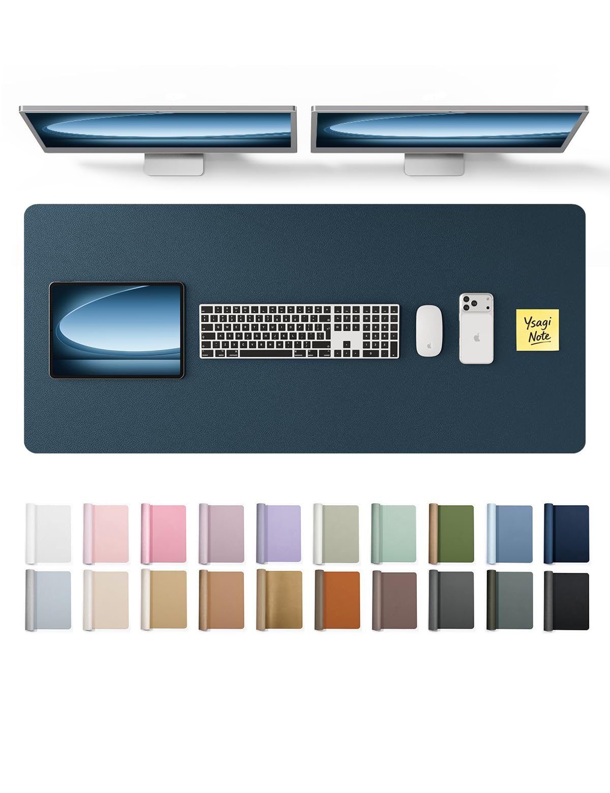 YSAGi Leather Desk Pad Protector, Office Desk Mat, Large Mouse Pad, Non-Slip PU Leather Desk