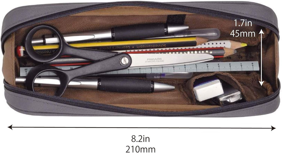 LIHIT LAB Large Capacity Zipper Long Pencil Case For School Office College, Big Capacity Pencil Bag