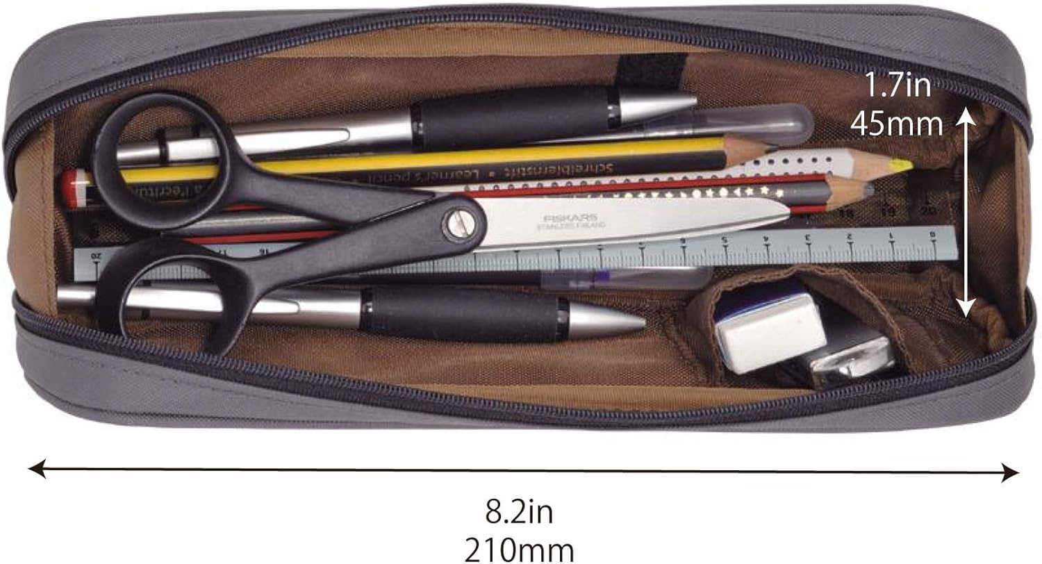 LIHIT LAB Large Capacity Zipper Long Pencil Case For School Office College, Big Capacity Pencil Bag