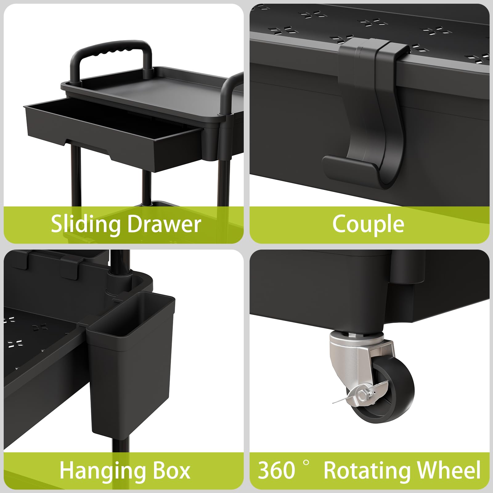 Sorgion 5 Tier Rolling Cart Organizer,Bathroom Cart Organizers with Wheels Laundry Room