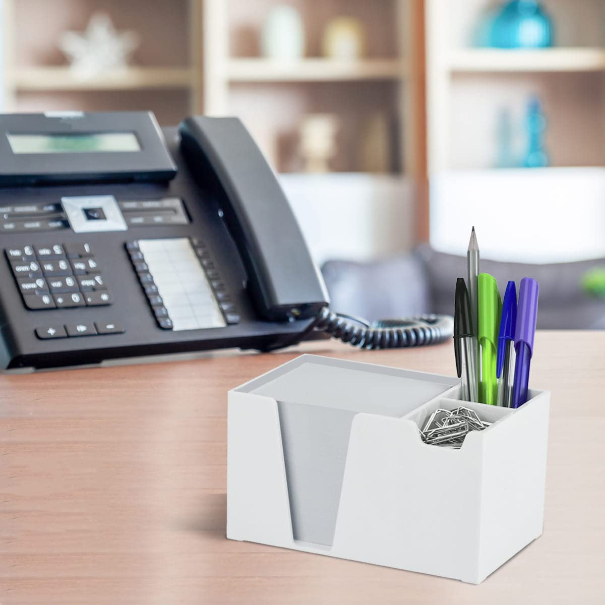 Acrimet Desktop Organizer Pencil, Pen, Paper, Clip, Caddy Holder (Plastic) (White Paper Included)