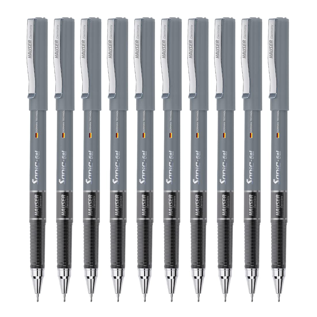 Hauser Sonic 0.55mm Gel Pen Box | Attractive Foiled Body | Stylish Metal Clip | Refillable &