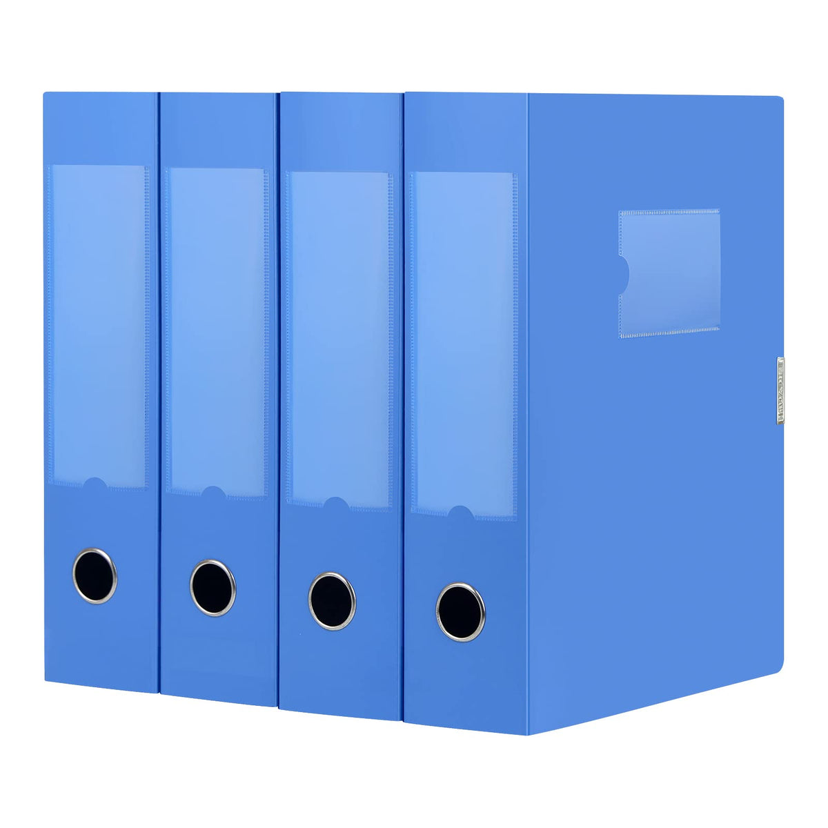 HUA JIE 4 Pack A4 Storage File Boxes Plastic Archives Cases with Lid,Blue