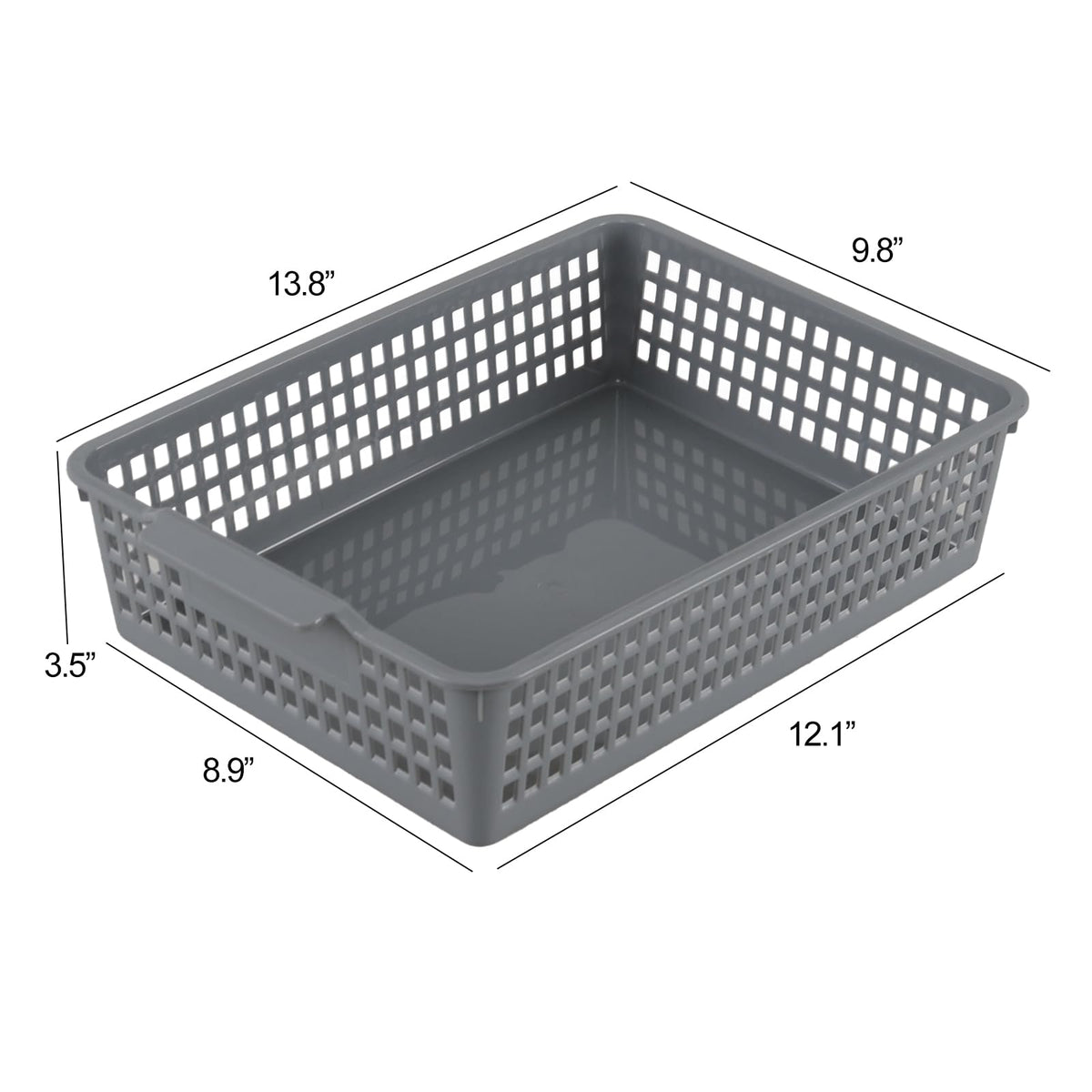 Doryh 6 Packs Plastic Storage Basket, Grey Office Organizer Basket Tray