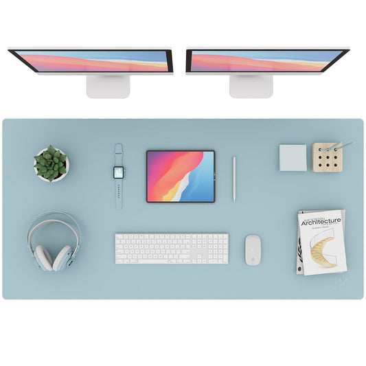 K KNODEL Extra Large Desk Mat, Leather Mouse Pad (47.2"x23.6", Light Blue)