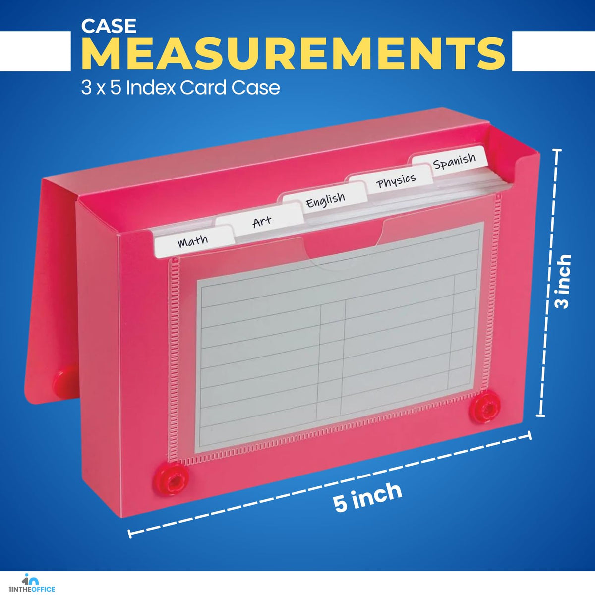 1InTheOffice Index Card Case, 3" x 5" Index Card Holder, Assorted Colors (4 Pack)
