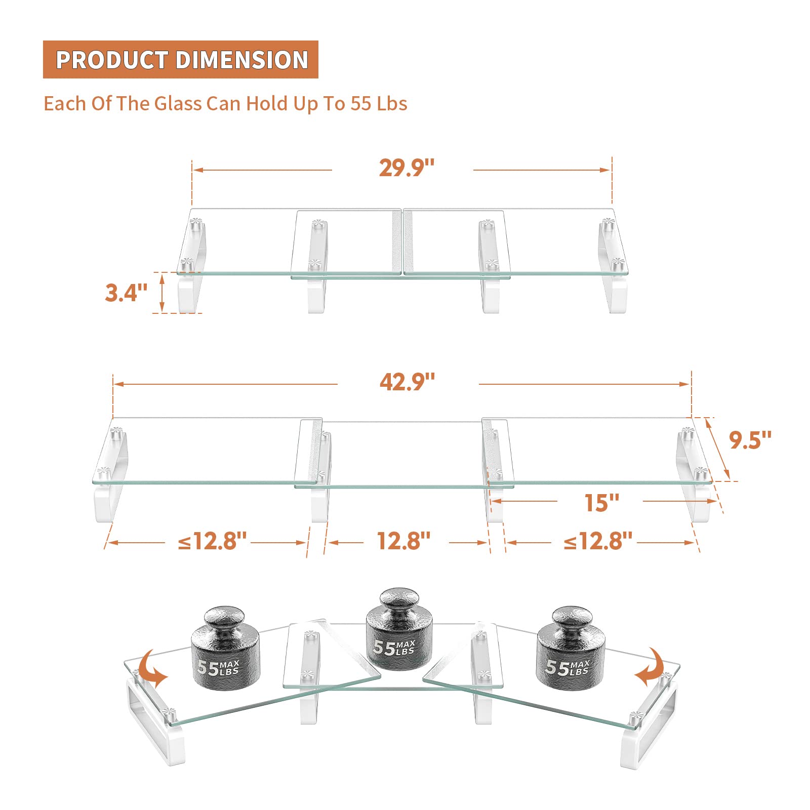 Hemudu Dual Monitor Stand, Computer Monitor Stand, Desktop Organizer, Monitor Stand Riser for PC