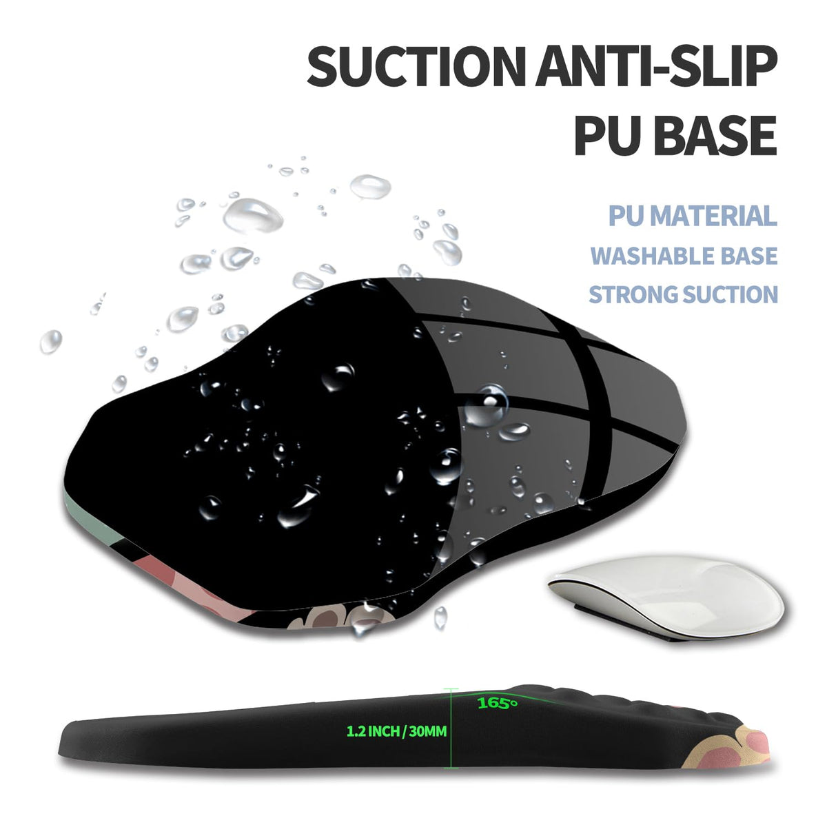 Gleamtide Ergonomic Raised Mouse Pad Wrist Support with Bilateral Slope Memory Foam Mousepad for