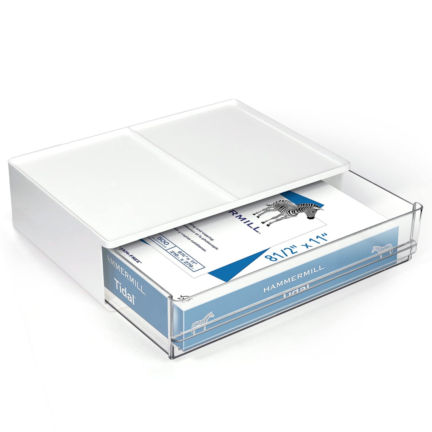 Harhana Printer Paper Holder Desk Organizer with Drawer, Stackable Desktop Storage Drawers 13.5
