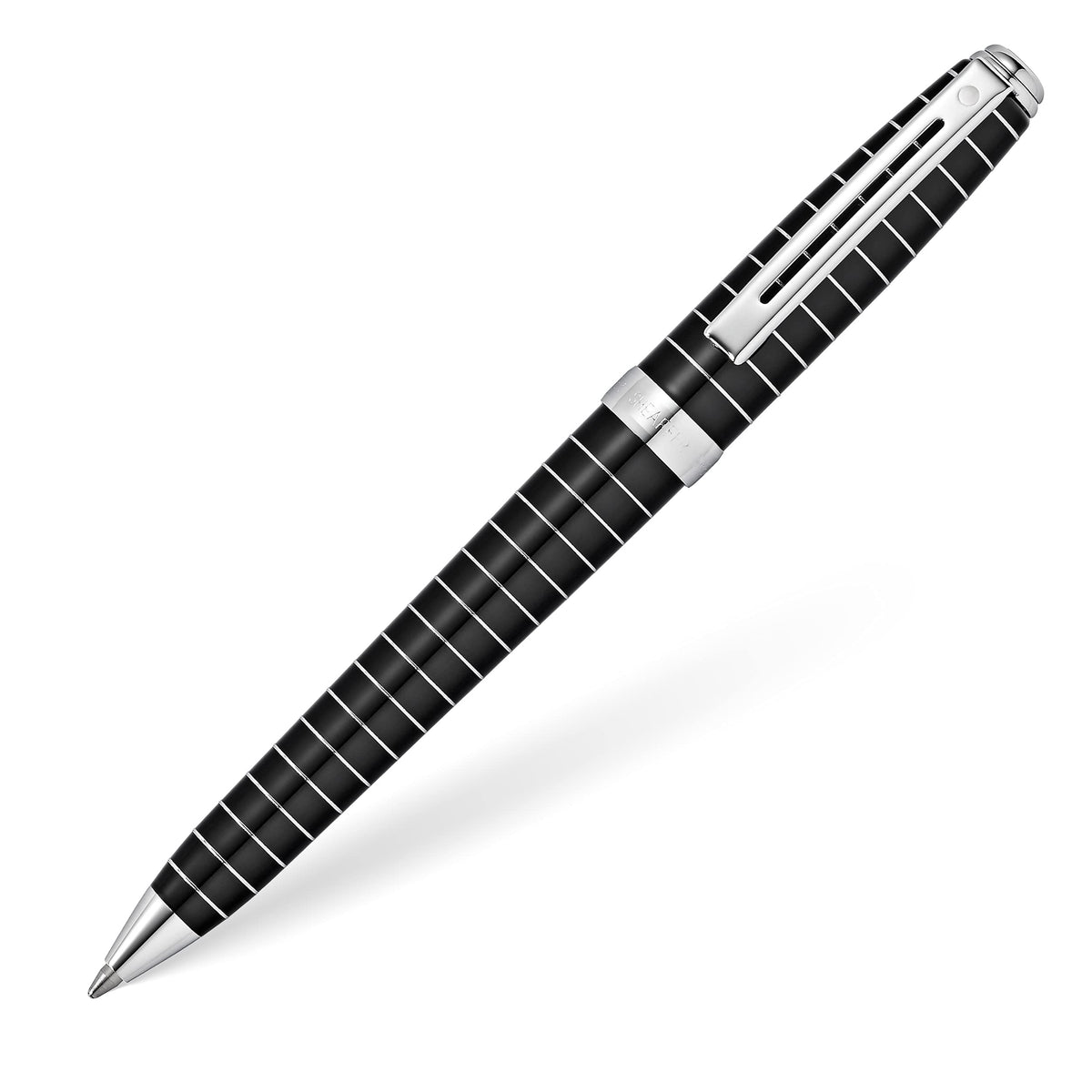 Sheaffer Prelude Black Lacquer w/Horizontal Line Engraving Ballpoint Pen