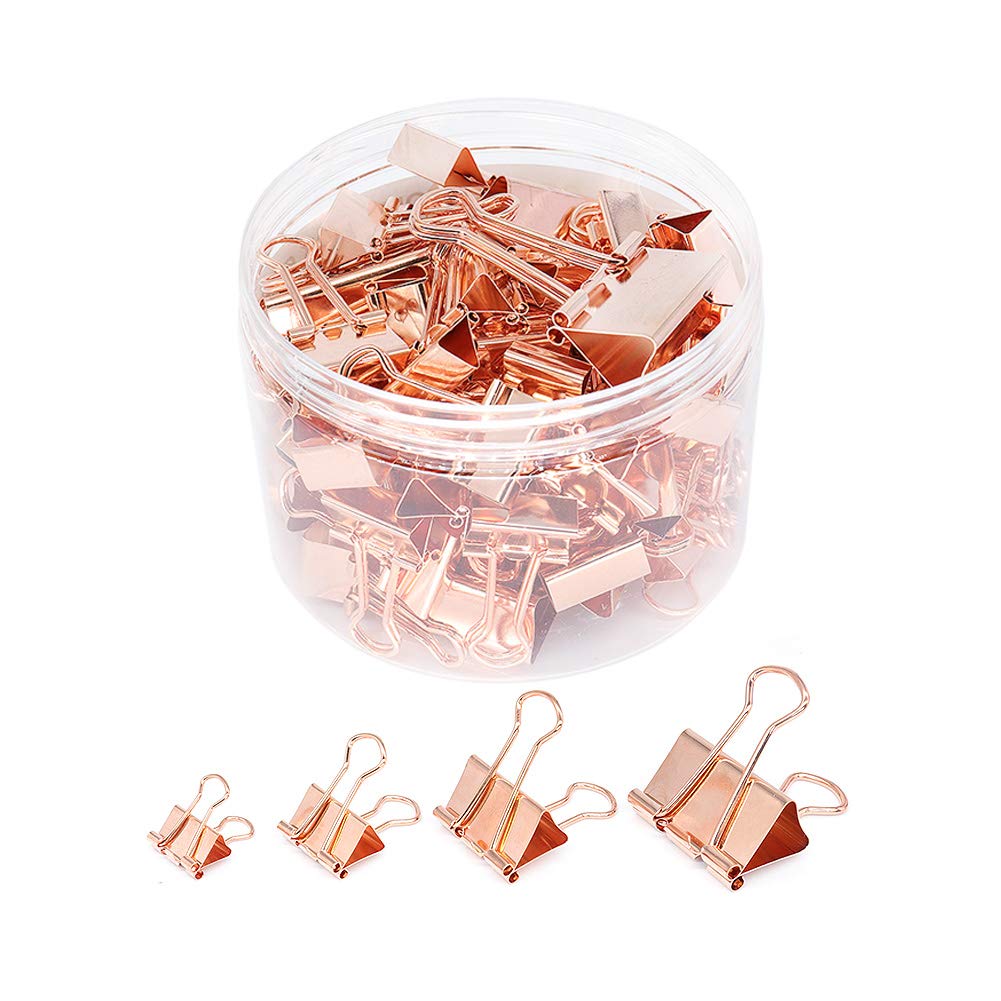 YOPINK Binder Clip Paper Clamps, Assorted Sizes (Mini, Small, Medium, Large), 100 Pcs Clips for