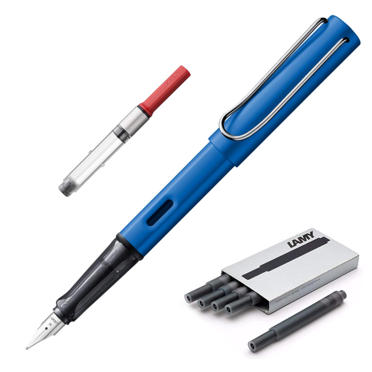 Boxiti AL-Star | Ocean Blue | Fine Nib + 5 Black Ink Cartridges and Converter