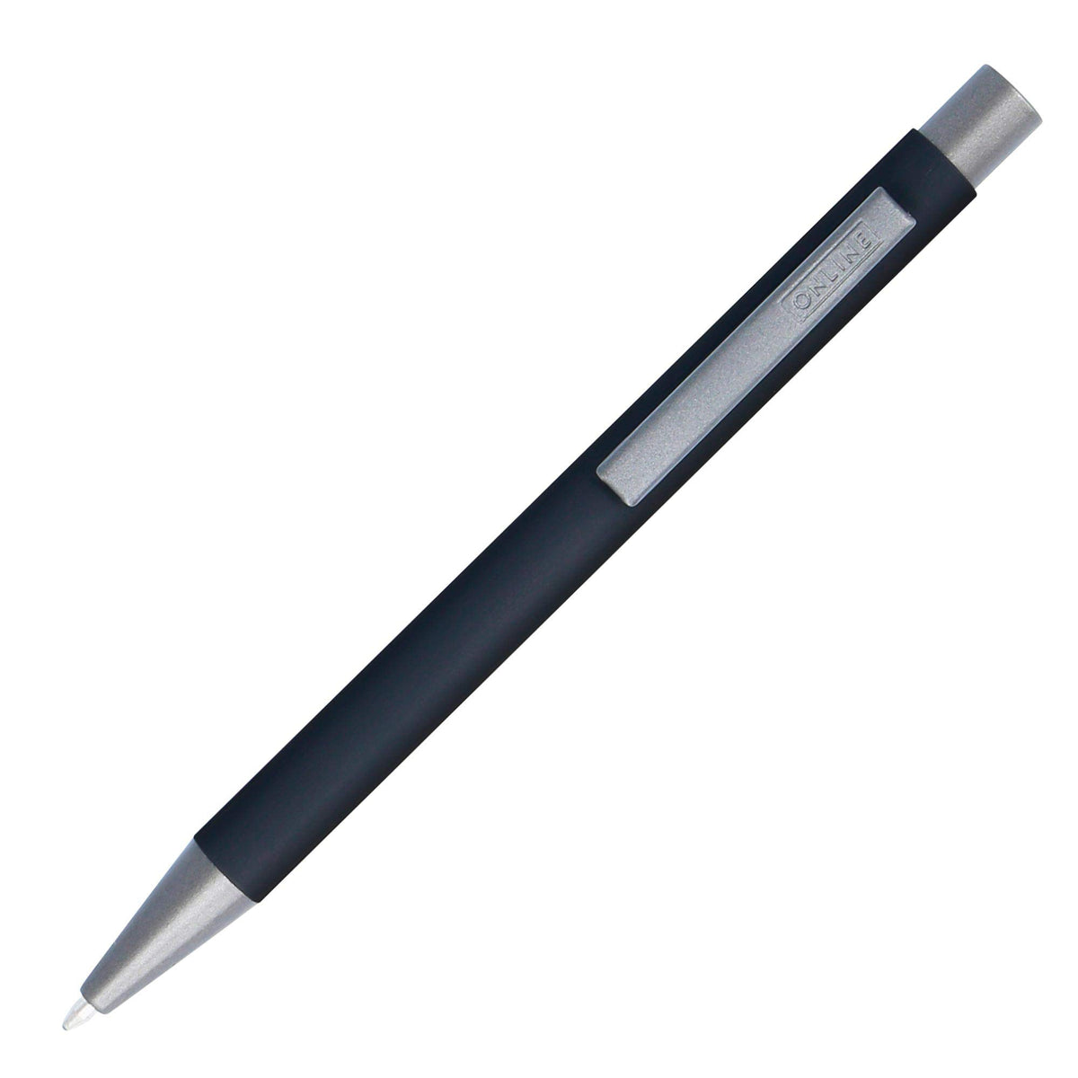 Online Soft Metal ballpoint pen, Pure Black, retractable ball pen, aluminum, replaceable refill