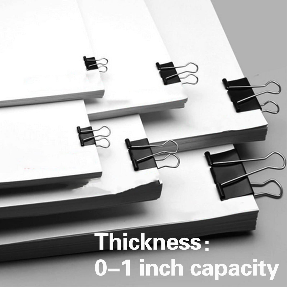 Binder Clips Paper Clamps 300 Pack Assorted Sizes (Black)