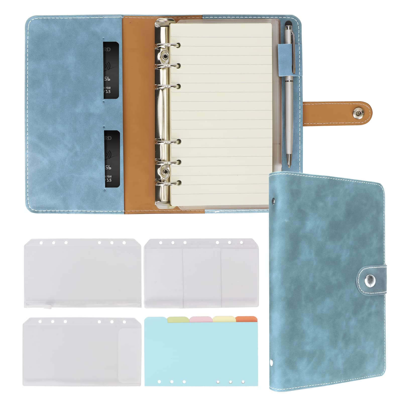 FYY A6 Binder Refillable Planner Notebook 6 Ring, Blue