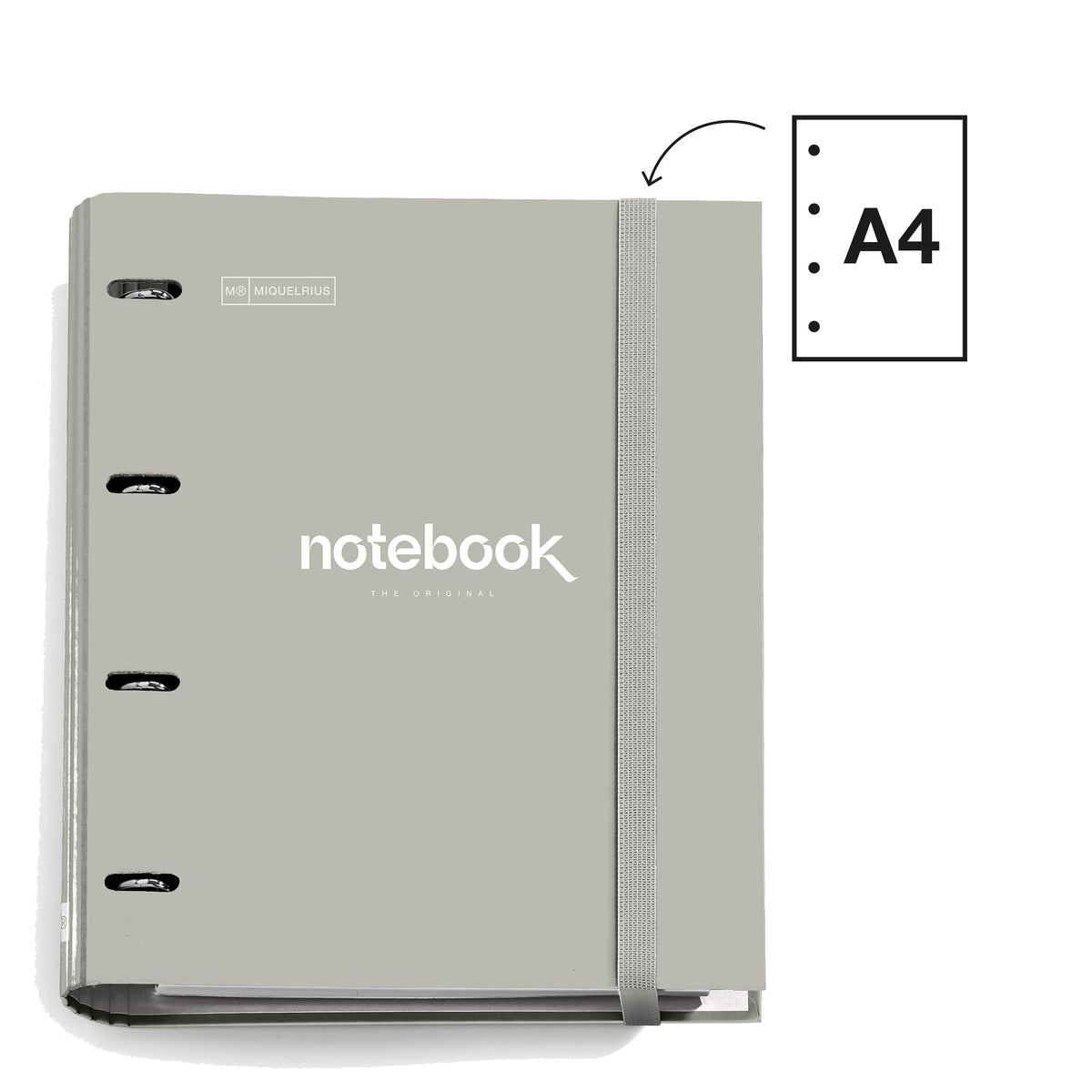 Miquelrius - Carpebloc A4 Emotions, 4 Ring Binder + Refill Squared Sheets, 90 g/m² Paper, Rubber