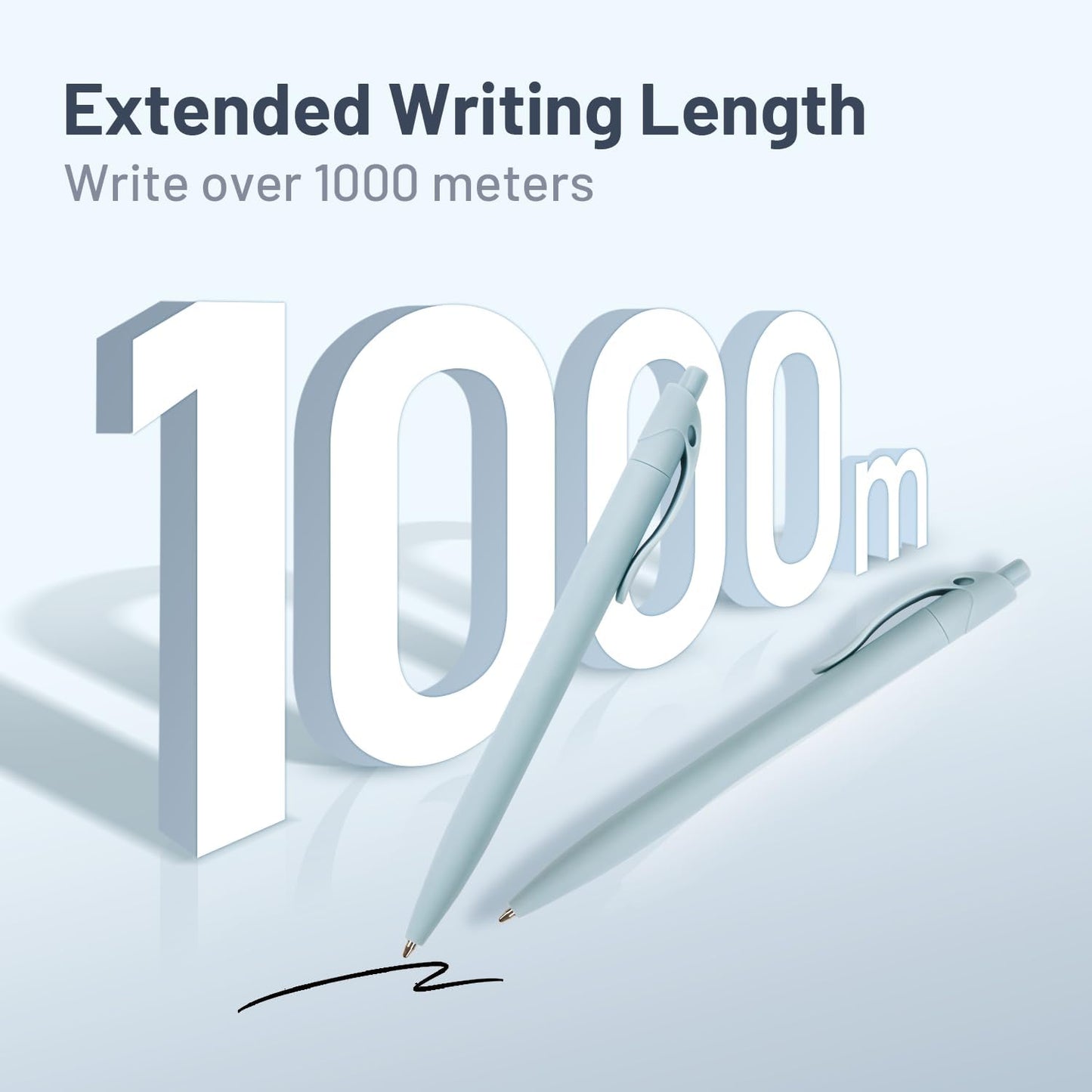 Wiaziert BallPoint Pens, 100 Pack (BLACK Ink),Bulk Pens, Mint Blue Barrel,Click Pens for Office