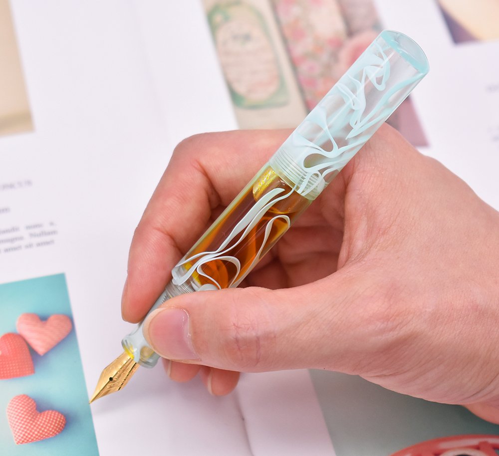 erofa MAJOHN Wancai Mini Fountain Pen Ink Transparent Pocket-Size Travel Short Pen Fine Nib 0.5mm