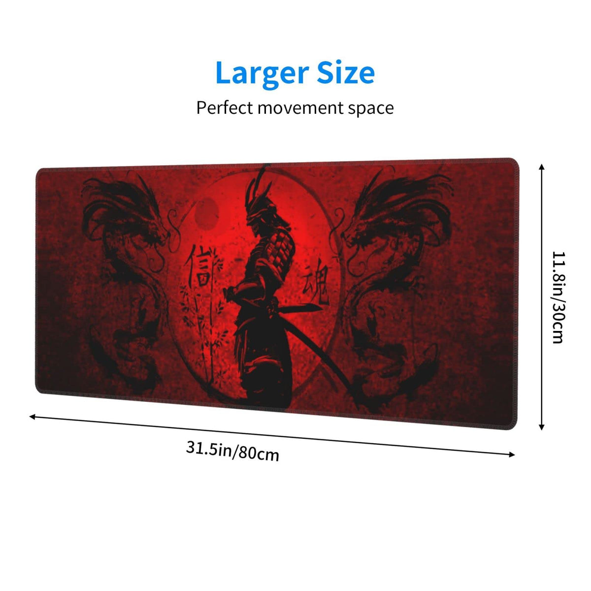 Japanese Samurai Mouse Pad XL Extended Desk Mat, Computer Mousepad