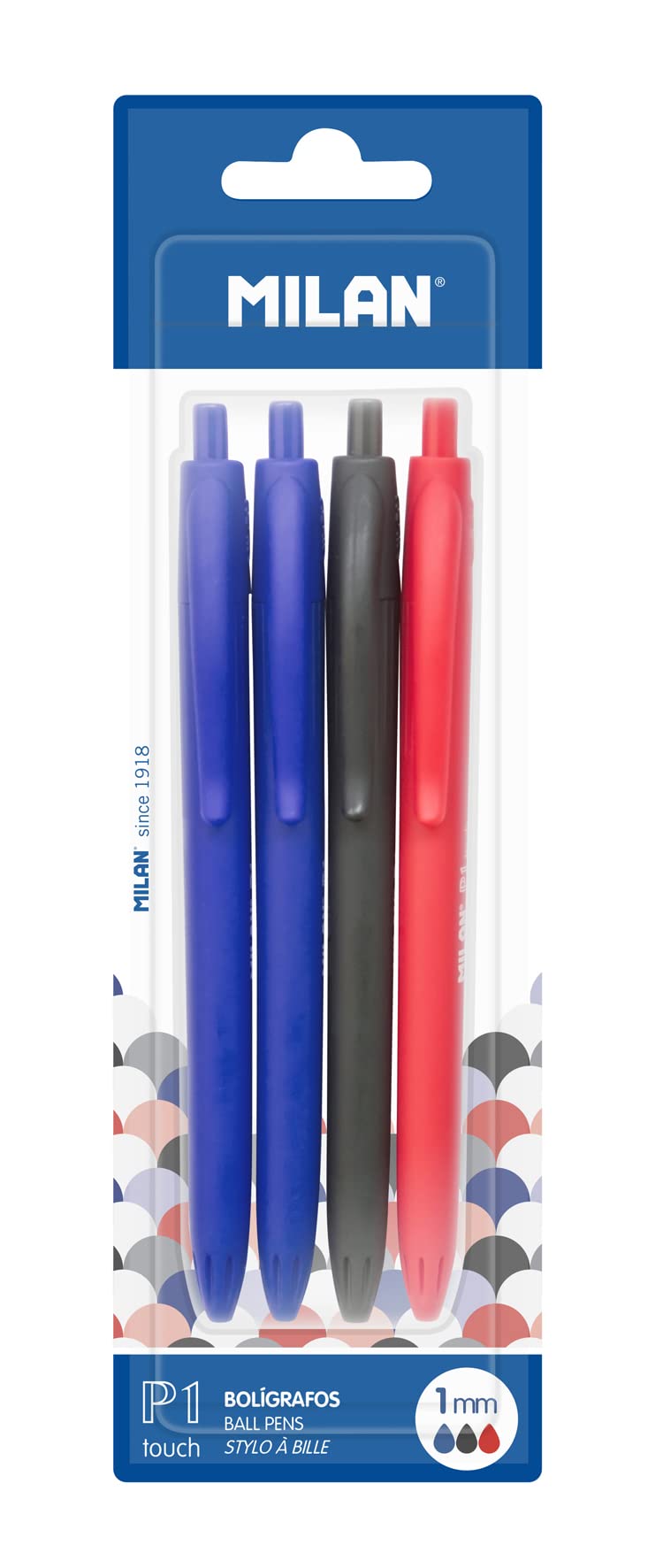 A.C. Milan Blister 4 bolígrafos P1 Touch (2xazul, Negro y Rojo)