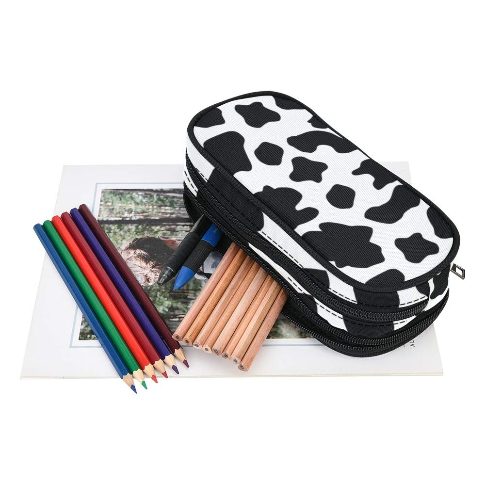 ANANGTEE Cow Print Pencil Pouch Case for Girls Boys Kids Big Storage 10x5