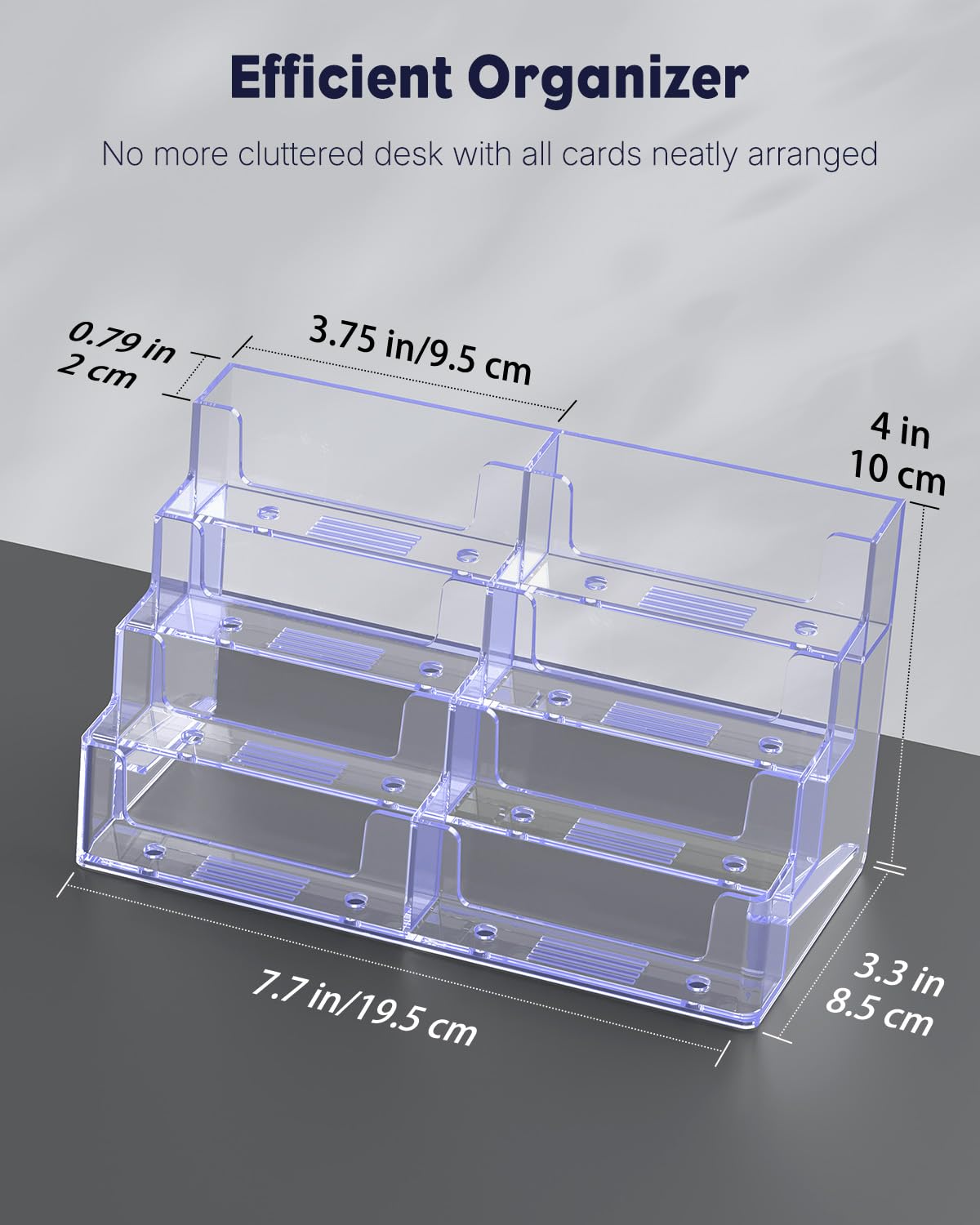 Uniclife 4 Pack Acrylic Business Card Holder for Desk 8 Slots Clear Business Card Display Stand for