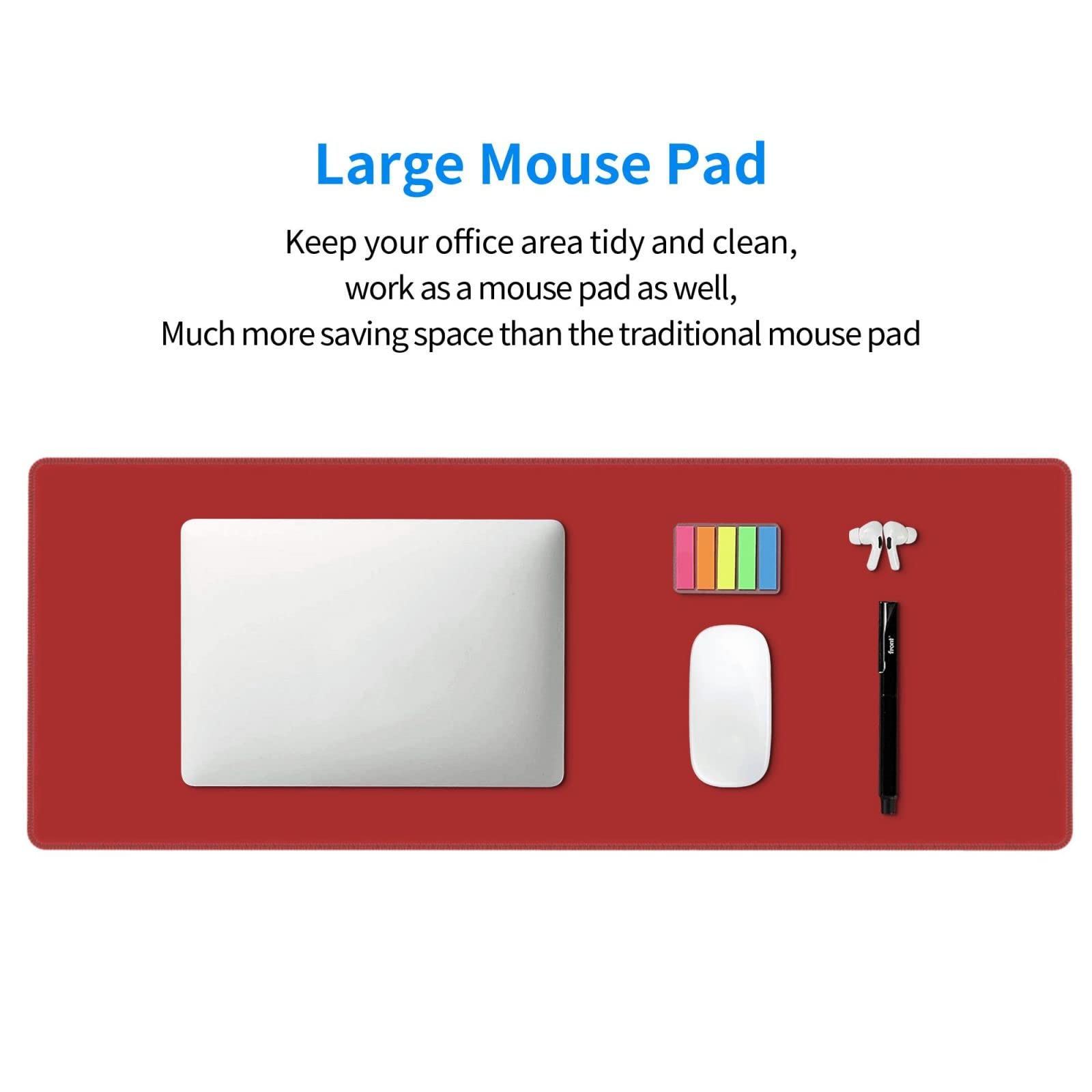 Red Mouse Pad Extended Large Gaming Mousepad XL Big Long Oversized Desk Mat Stitched Edges 31.5 X