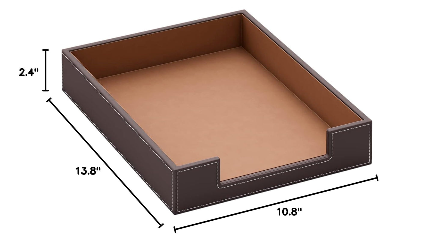 Leather Letter Tray, Thipoten Elegant Desk Organizer for Office Supplies, Mail, Paper, File