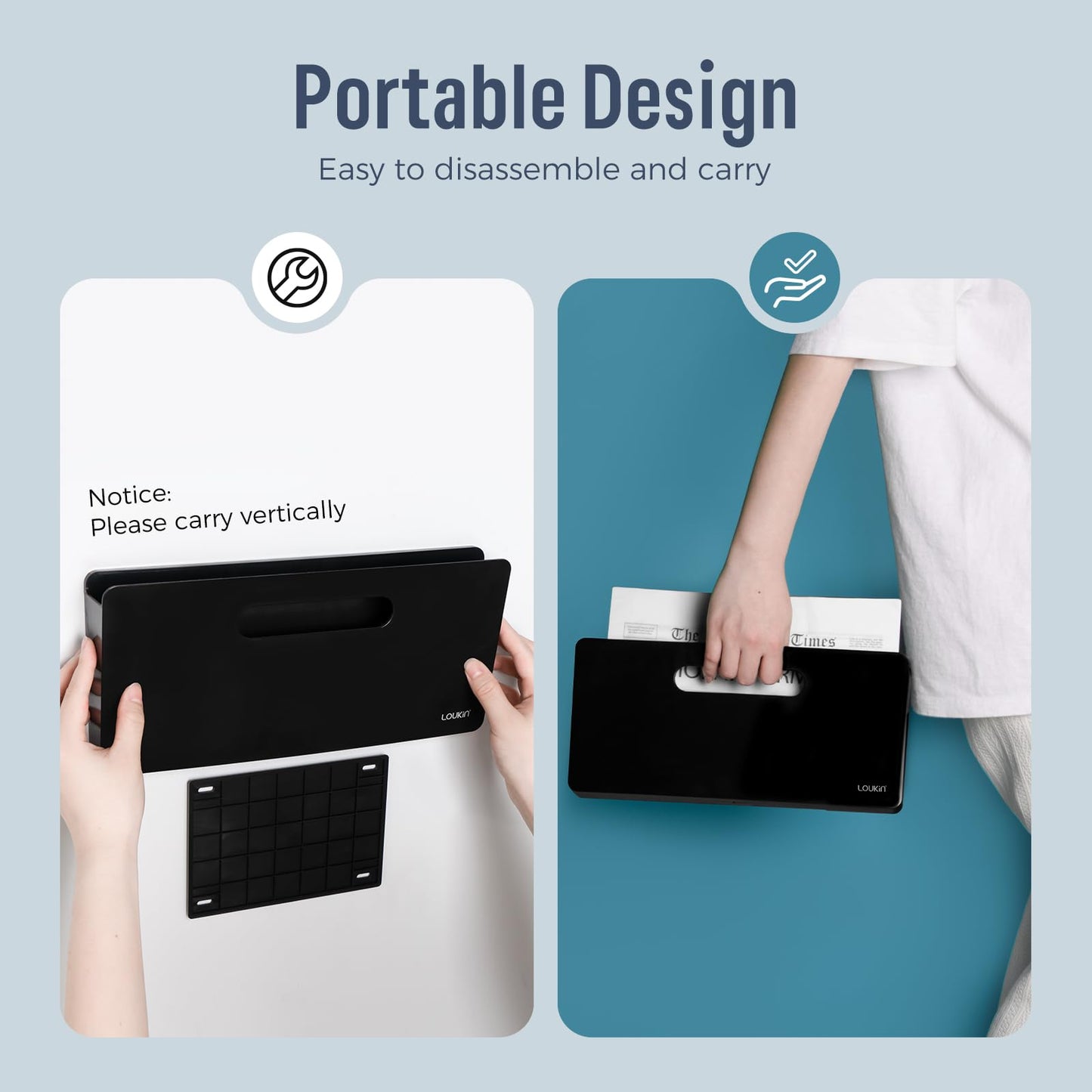 loukin Magnetic File Holder, Wall Mount Paper Organizer, 3 Mount Options