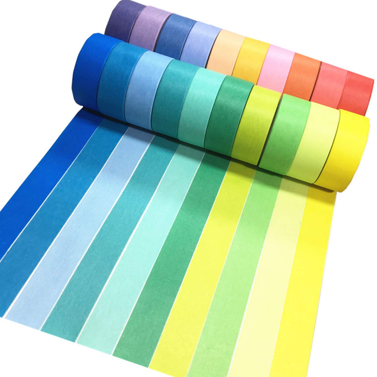 VIVIQUEN Washi Tape Set, 20 Rolls Colored Masking Tape, 15mm Rainbow Pastel Writable Colorful Washi