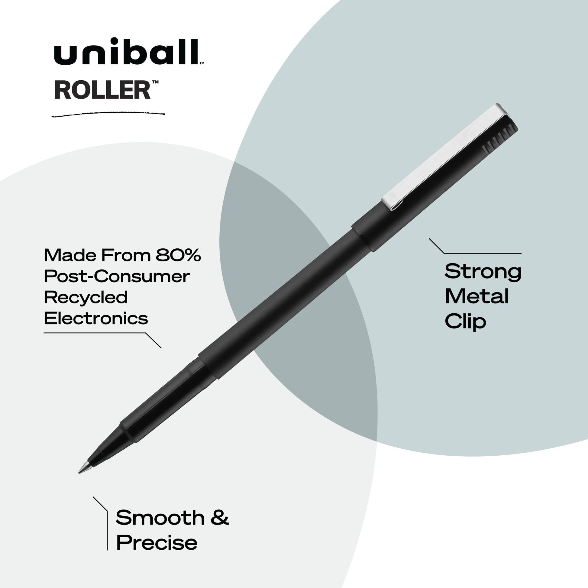 uniball™ Roller Rollerball Pens, Micro Point (0.5mm), Black, 72 Pack