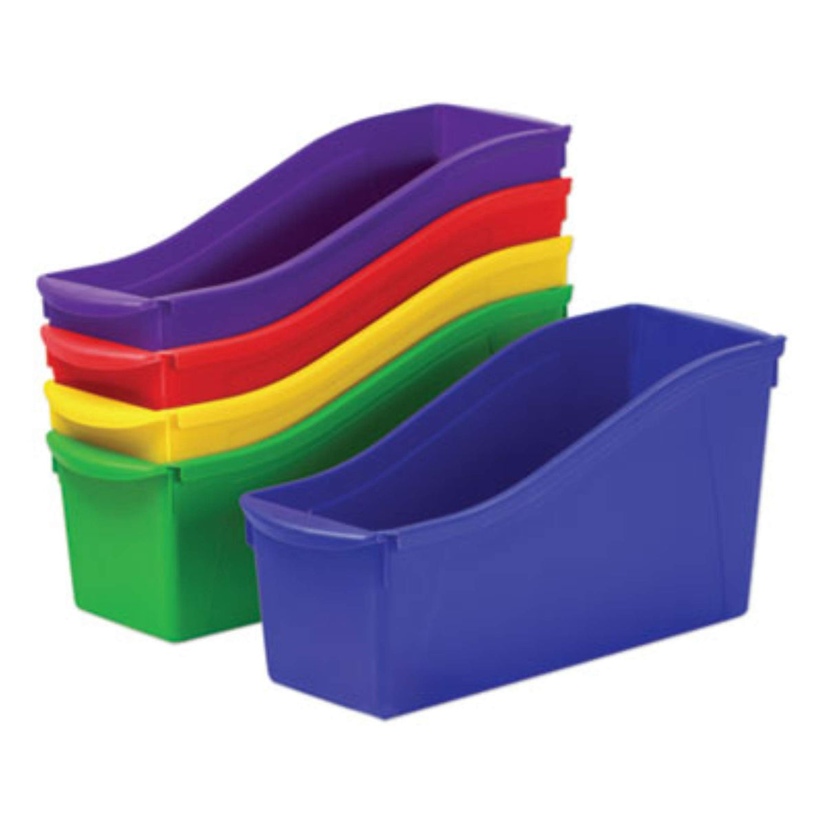Storex 70105U06C Interlocking Book Bins, 4 3/4 x 12 5/8 x 7, 5 Color Set, Plastic, Multicolor