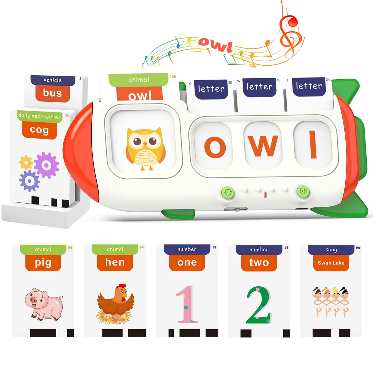 QuTZ Talking Flash Cards – CVC Word Spelling Games, Preschool Learning Activities Learning Toy, 107