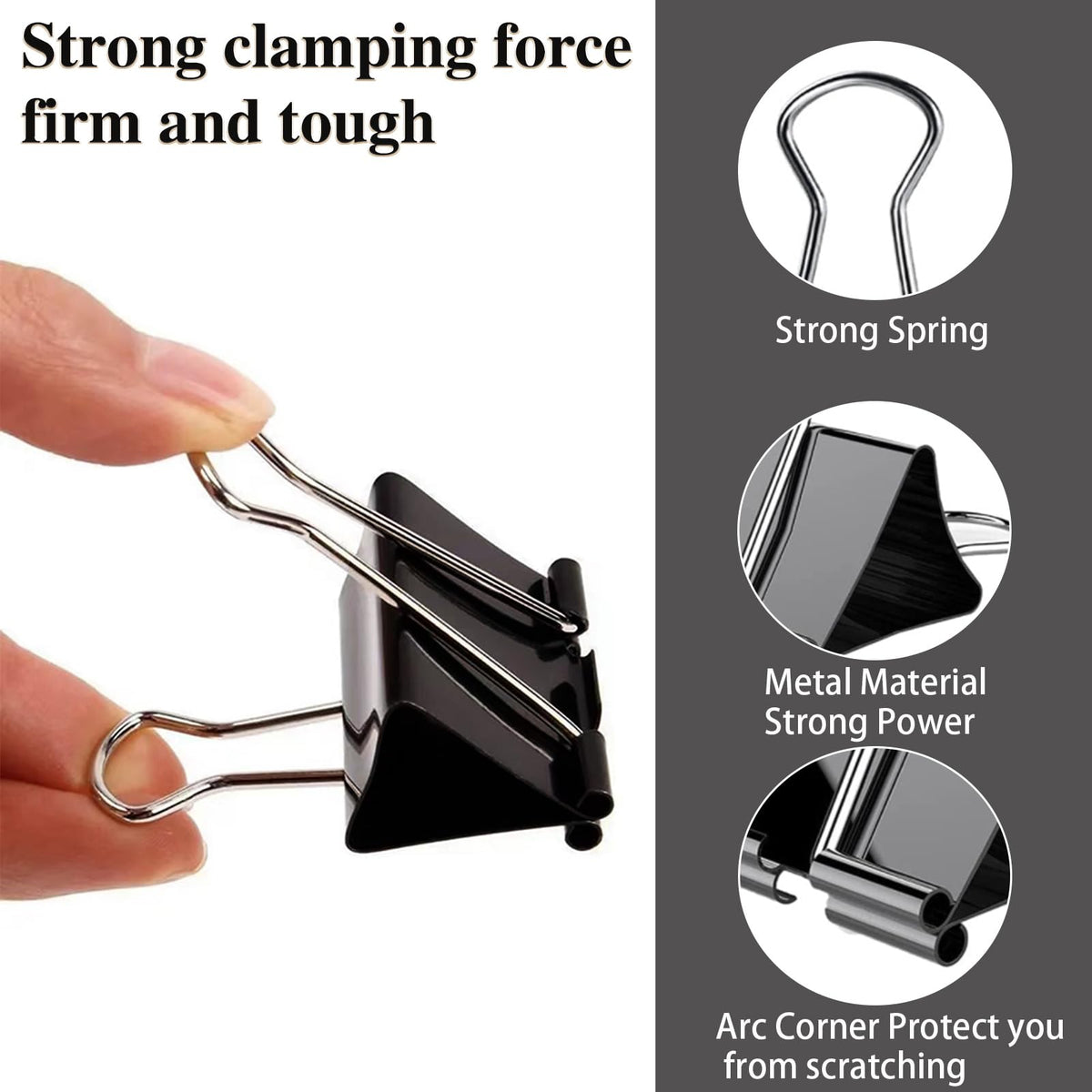 208 Pack Binder Clips Paper Clamps Assorted Size (Black) with Box, Jumbo, Large, Medium, Small