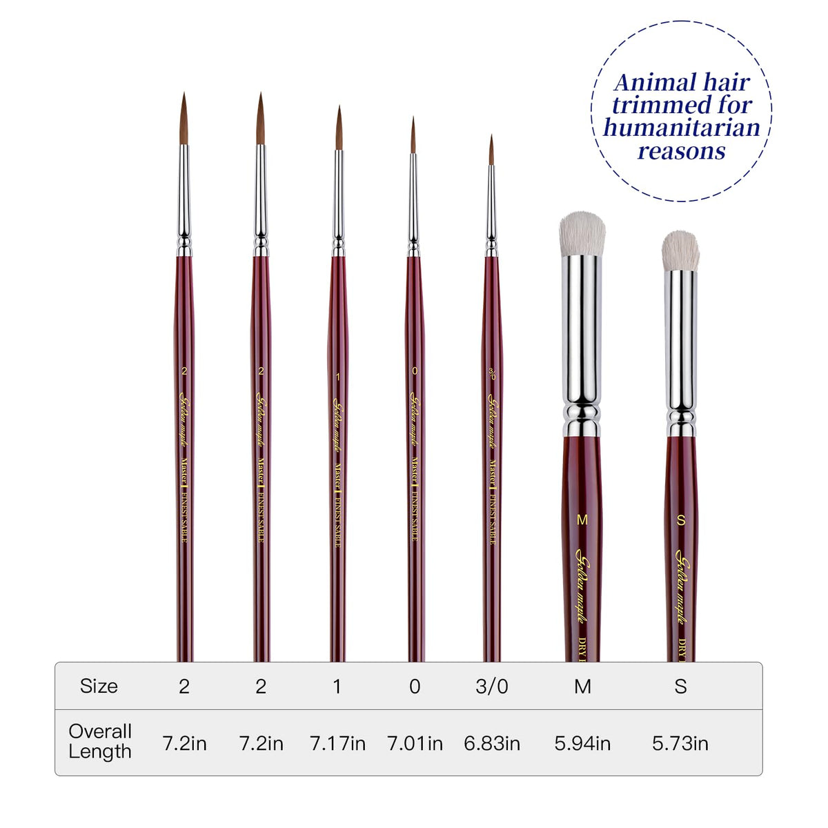 Kolinsky Sable Miniature Paint Brushes - Golden Maple 7pcs Detail Paint Brushes Drybrushes for
